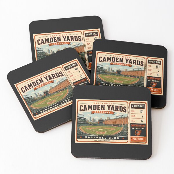 Item preview, Baltimore Camden Yards Vintage Ticket Poster Retro Baseball Stadium Art Oriole Park Interior Illustration designed and sold by GhostDawgs.