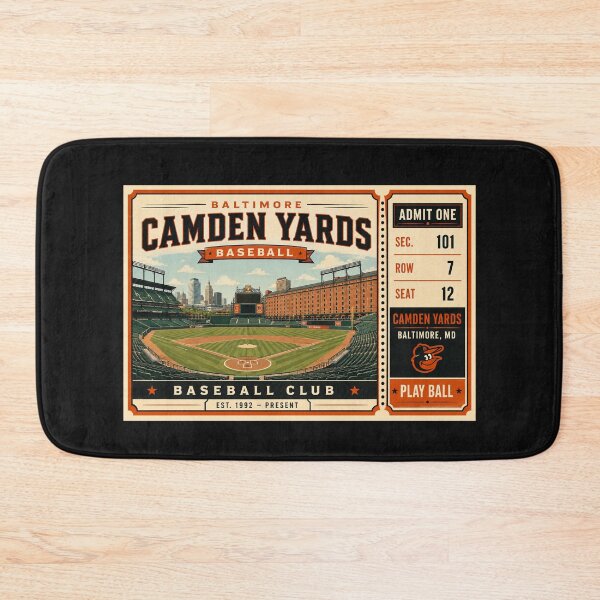 Item preview, Baltimore Camden Yards Vintage Ticket Poster Retro Baseball Stadium Art Oriole Park Interior Illustration designed and sold by GhostDawgs.