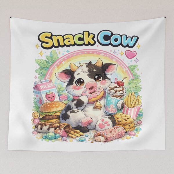 Item preview, Cute Snack Cow – Kawaii Cow Eating Donut & Sweets | Funny Food Lover Animal Design designed and sold by Clothes With Smiling Animals Walt Gral.