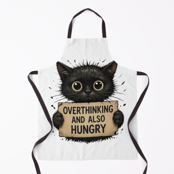 Item preview, Overthinking And Also Hungry – Funny Cat Meme Design designed and sold by ChaosNest.