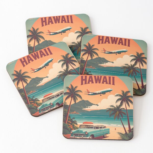 Item preview, Mid Century Retro 50s Hawaii Travel Poster designed and sold by Lee Hiller Designs.