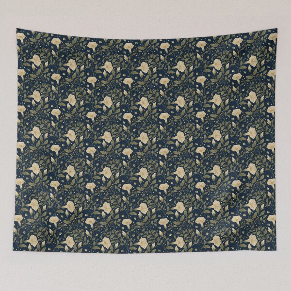 Item preview, Moonflower Night Garden Floral Folk Pattern designed and sold by artbylexierose.