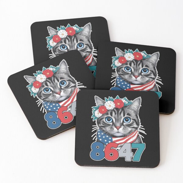 Item preview, Cat 8647 Floral 86 47 Cat Patriotic 4th Of July Political Meme designed and sold by phoebelevine.