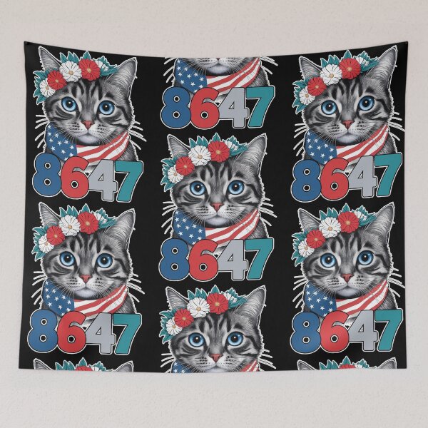 Item preview, Cat 8647 Floral 86 47 Cat Patriotic 4th Of July Political Meme designed and sold by phoebelevine.