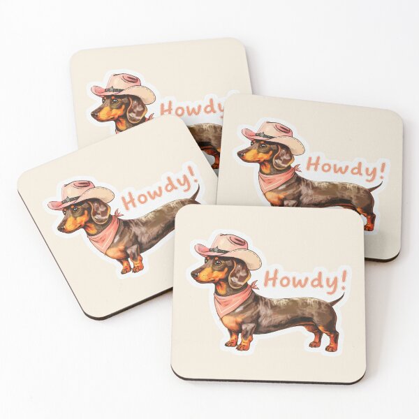 Item preview, Funny Cowboy Dachshund Sticker – Howdy Wiener Dog Western Cute Dog Art designed and sold by The Salted Lime Cape Cod .