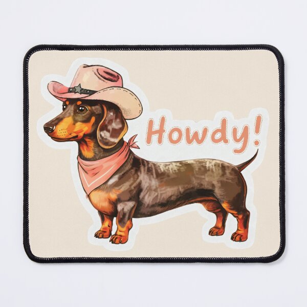 Item preview, Funny Cowboy Dachshund Sticker – Howdy Wiener Dog Western Cute Dog Art designed and sold by The Salted Lime Cape Cod .