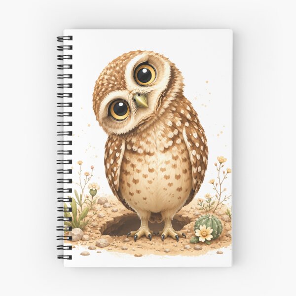 Item preview, Cute Burrowing Owl with Tilted Head – Kawaii Curious Owl Desert Animal Illustration designed and sold by MarekoraStudio.