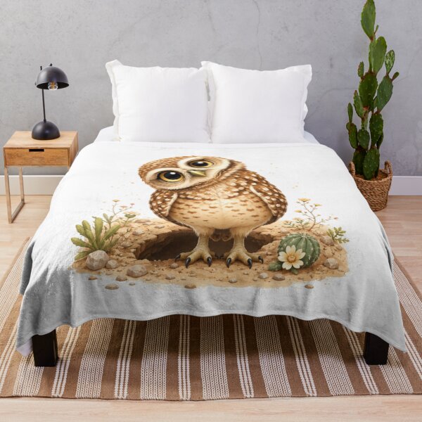 Item preview, Cute Burrowing Owl with Tilted Head – Kawaii Curious Owl Desert Animal Illustration designed and sold by MarekoraStudio.