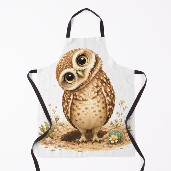 Item preview, Cute Burrowing Owl with Tilted Head – Kawaii Curious Owl Desert Animal Illustration designed and sold by MarekoraStudio.