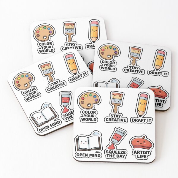 Item preview, Kawaii Artist Studio Sticker Set - Cute Painting & Creative Puns designed and sold by SimpleP.