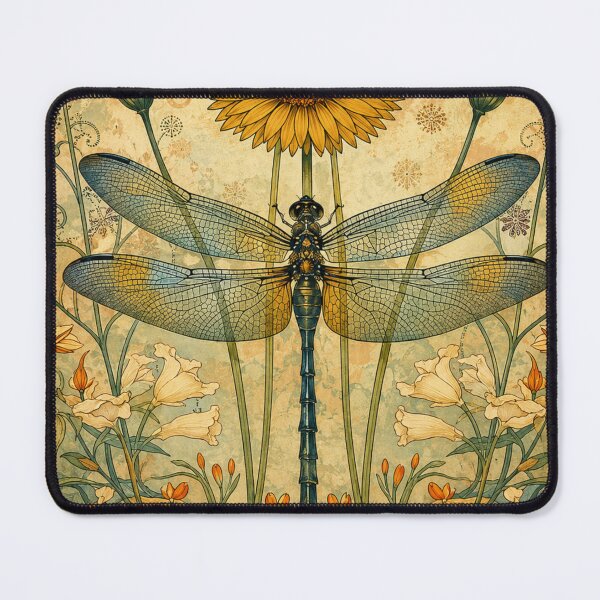 Item preview, Dragonfly Art Nouveau Vintage Botanical Poster for Nature Lovers designed and sold by RickE.