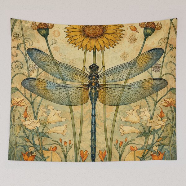 Item preview, Dragonfly Art Nouveau Vintage Botanical Poster for Nature Lovers designed and sold by RickE.