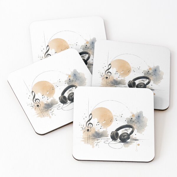 Item preview, Artistic Headphones with Music Notes Splash Design designed and sold by ZadTicaret.