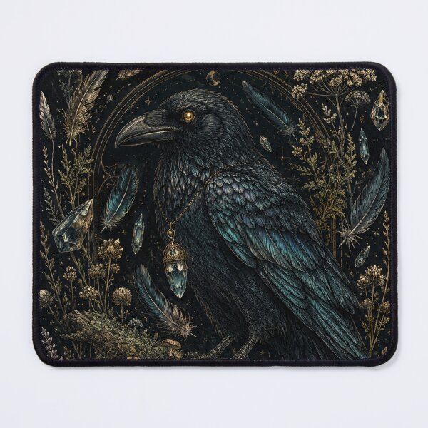 Item preview, Goblincore Crow Familiar – Gothic Dark Nature Botanical Engraving Art | Crow Lover Witchy Gift designed and sold by irfanshikh.