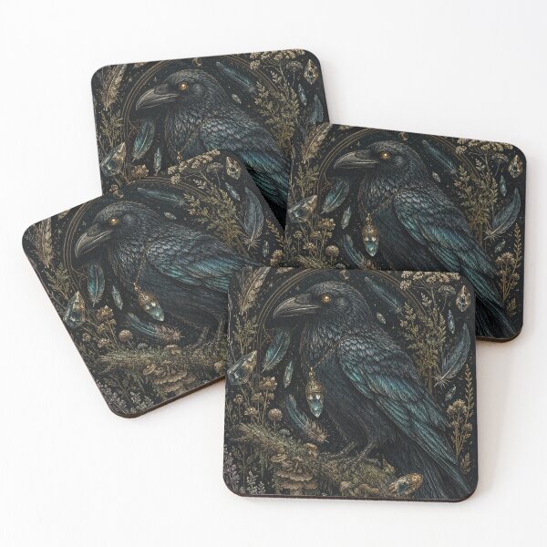 Item preview, Goblincore Crow Familiar – Gothic Dark Nature Botanical Engraving Art | Crow Lover Witchy Gift designed and sold by irfanshikh.