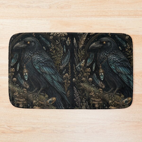 Item preview, Goblincore Crow Familiar – Gothic Dark Nature Botanical Engraving Art | Crow Lover Witchy Gift designed and sold by irfanshikh.