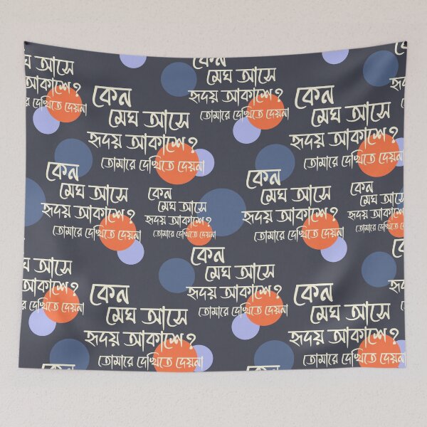 Item preview, Bengali Aesthetic Typography Pattern | Melancholic Poetry designed and sold by P-Design-Lab.