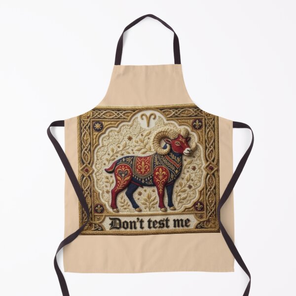 Item preview, Aries Zodiac Don’t Test Me – Medieval Embroidery Animal Art designed and sold by doinitzart.