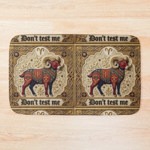 Item preview, Aries Zodiac Don’t Test Me – Medieval Embroidery Animal Art designed and sold by doinitzart.