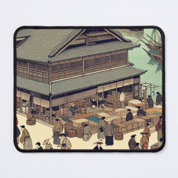 Item preview, Sakai Port Town: Vintage Edo Period Ukiyo-e Woodblock Art designed and sold by Vandy Fullam.