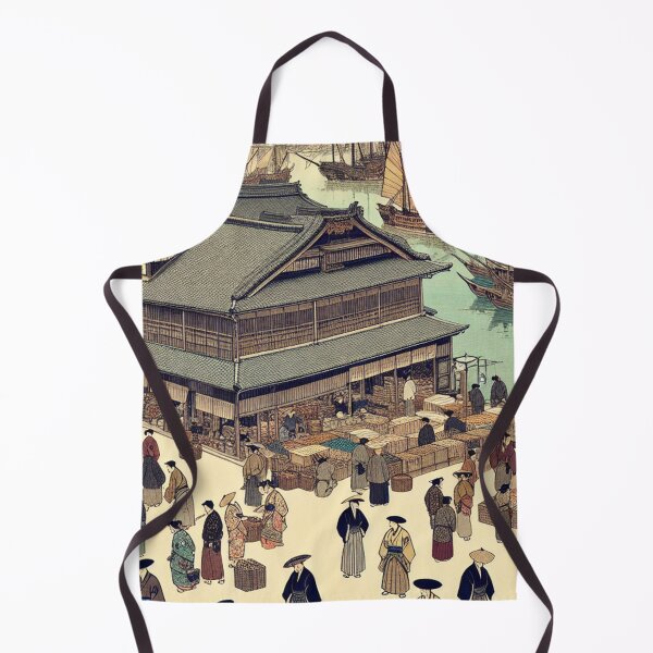 Item preview, Sakai Port Town: Vintage Edo Period Ukiyo-e Woodblock Art designed and sold by Vandy Fullam.