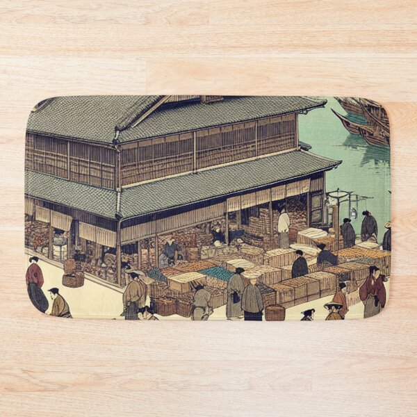 Item preview, Sakai Port Town: Vintage Edo Period Ukiyo-e Woodblock Art designed and sold by Vandy Fullam.