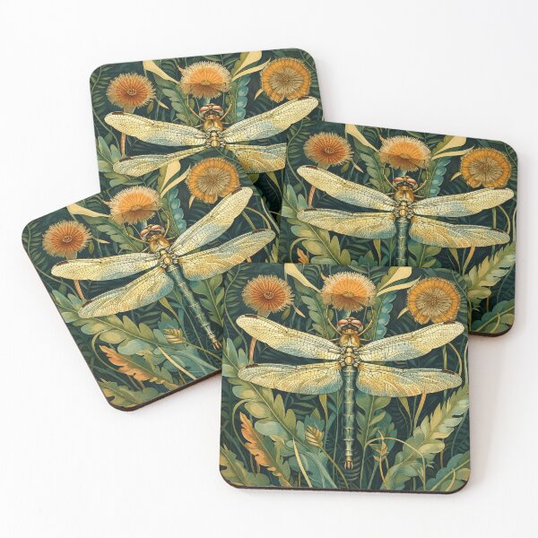 Item preview, Dragonfly Art Nouveau Vintage Botanical Illustration for Nature Lovers designed and sold by RickE.