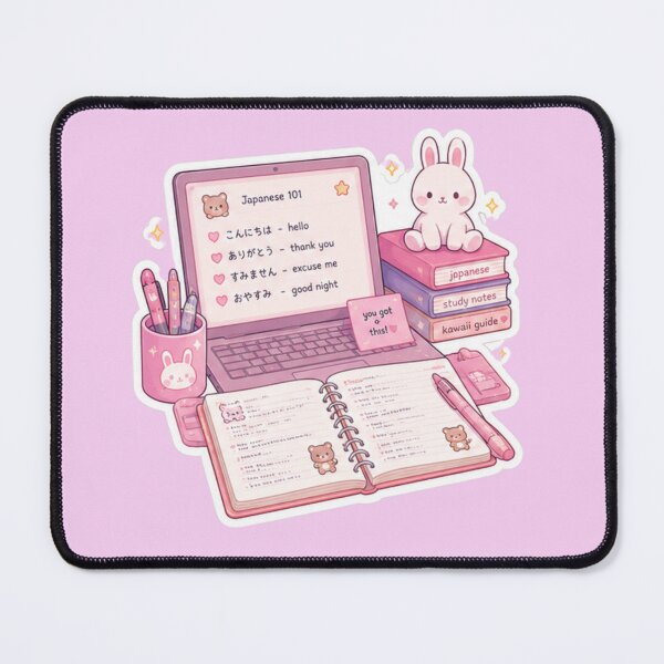 Item preview, Kawaii Japanese Study Desk Setup designed and sold by Christiana-Art.