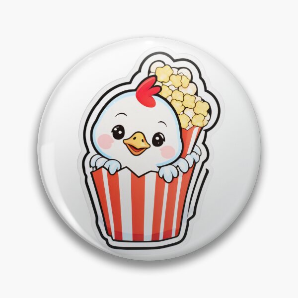 Item preview, Kawaii Movie Night Chick – Cute Chicken in Popcorn Bucket Sticker designed and sold by Madhav Creations Studio.