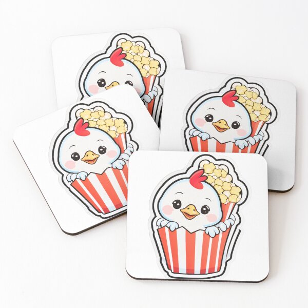 Item preview, Kawaii Movie Night Chick – Cute Chicken in Popcorn Bucket Sticker designed and sold by Madhav Creations Studio.