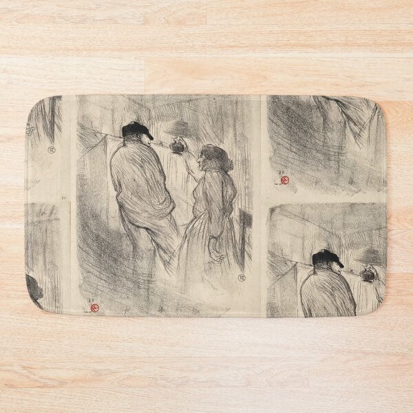 Item preview, At the Théâtre Libre Antoine in L’Inquiétude by Henri de Toulouse-Lautrec | Moody Parisian Theatre Lithograph designed and sold by artofuniverse.