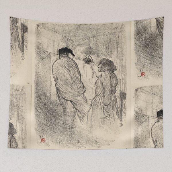Item preview, At the Théâtre Libre Antoine in L’Inquiétude by Henri de Toulouse-Lautrec | Moody Parisian Theatre Lithograph designed and sold by artofuniverse.