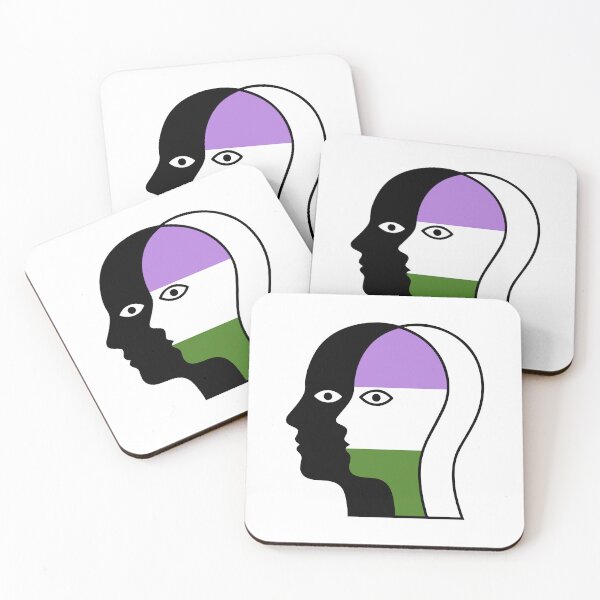 Item preview, Overlapping Faces Genderqueer Pride Flag - Silhouette Profile Art designed and sold by Cannaxes Studio.