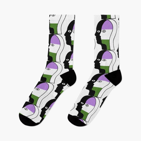 Item preview, Overlapping Faces Genderqueer Pride Flag - Silhouette Profile Art designed and sold by Cannaxes Studio.