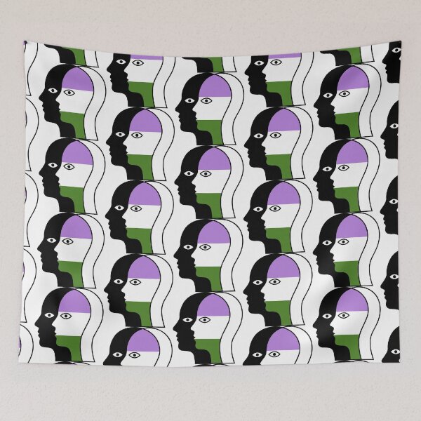 Item preview, Overlapping Faces Genderqueer Pride Flag - Silhouette Profile Art designed and sold by Cannaxes Studio.