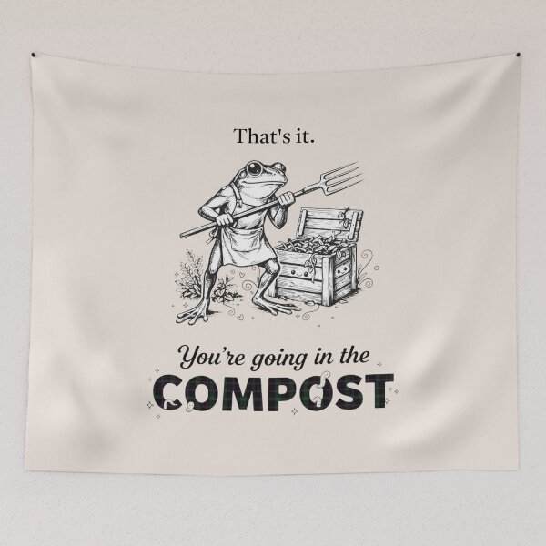Item preview, You're Going In The Compost, Frog Gardener, Plant Lover Gift, Garden Humor  designed and sold by toongstudio.
