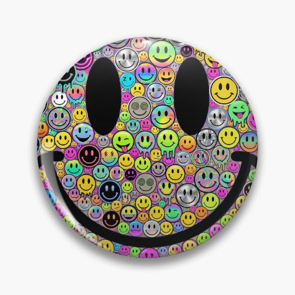 Item preview, Ultimate Y2K Smiley Collage – Neon Rave Happy Face Pop Art Design designed and sold by PLUSHIWORLDtm.