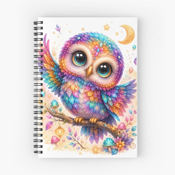 Item preview, Magical Rainbow Pygmy Owl – Cute Fantasy Kawaii Owl Illustration designed and sold by MarekoraStudio.