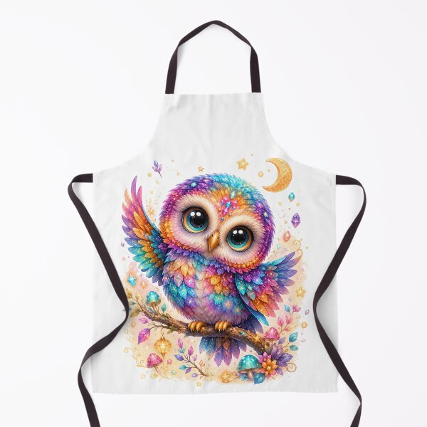 Item preview, Magical Rainbow Pygmy Owl – Cute Fantasy Kawaii Owl Illustration designed and sold by MarekoraStudio.
