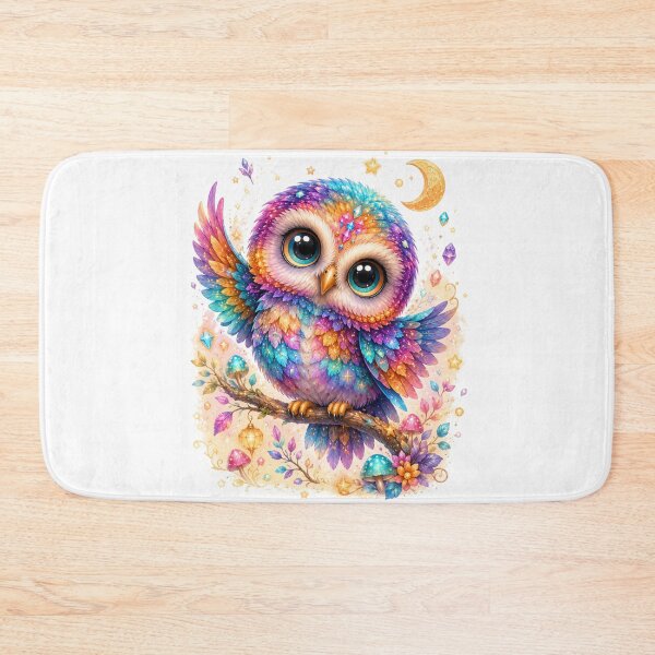 Item preview, Magical Rainbow Pygmy Owl – Cute Fantasy Kawaii Owl Illustration designed and sold by MarekoraStudio.
