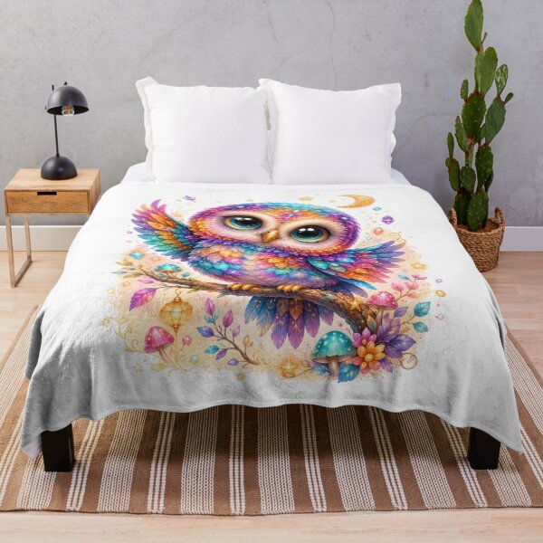 Item preview, Magical Rainbow Pygmy Owl – Cute Fantasy Kawaii Owl Illustration designed and sold by MarekoraStudio.