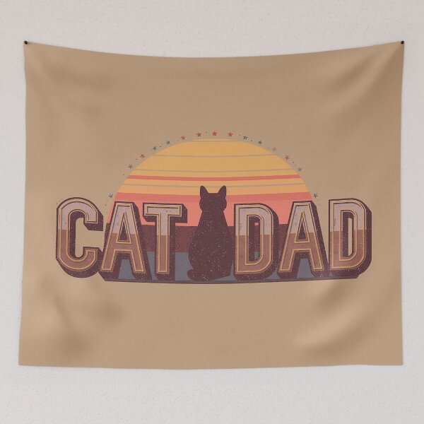 Item preview, Retro Cat Dad Sunset Vintage Cat Lover Design designed and sold by Lu7u.