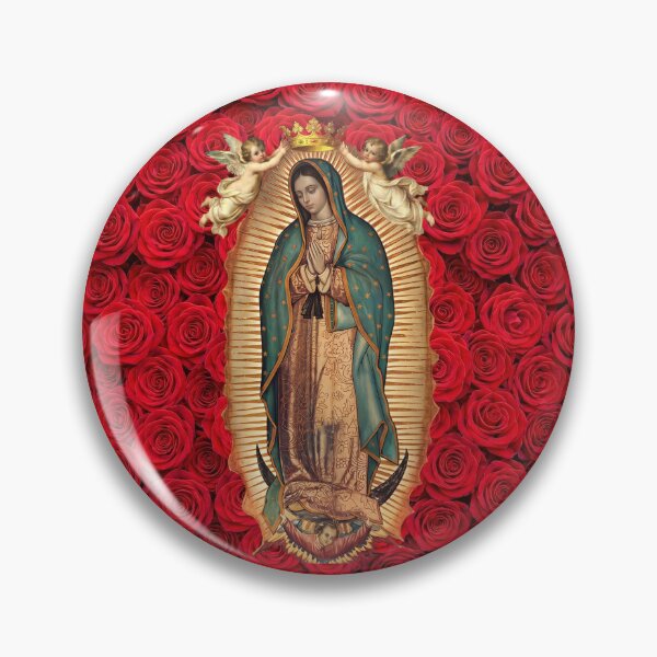 Item preview, Our Lady of Guadalupe Virgin Mary Red Roses Crown & Angels Catholic Saint designed and sold by hispanicworld.