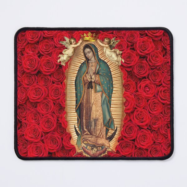 Item preview, Our Lady of Guadalupe Virgin Mary Red Roses Crown & Angels Catholic Saint designed and sold by hispanicworld.