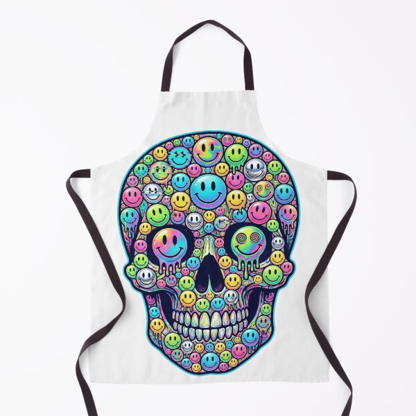 Item preview, Psychedelic Smiley Skull – Neon Y2K Rave Pop Art Skull Design designed and sold by PLUSHIWORLDtm.