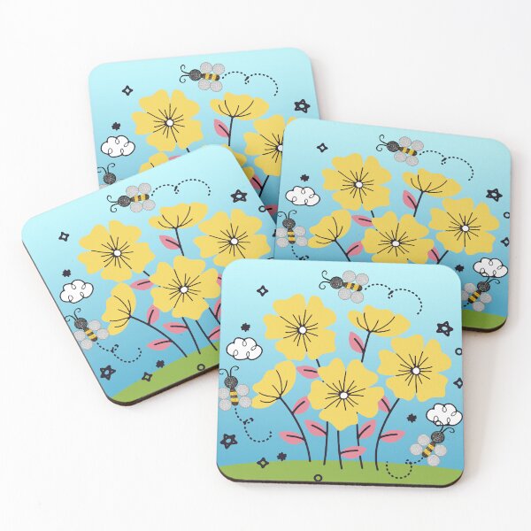 Item preview, Bees and Yellow Flowers designed and sold by emilykcreations.