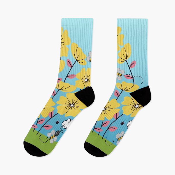 Item preview, Bees and Yellow Flowers designed and sold by emilykcreations.