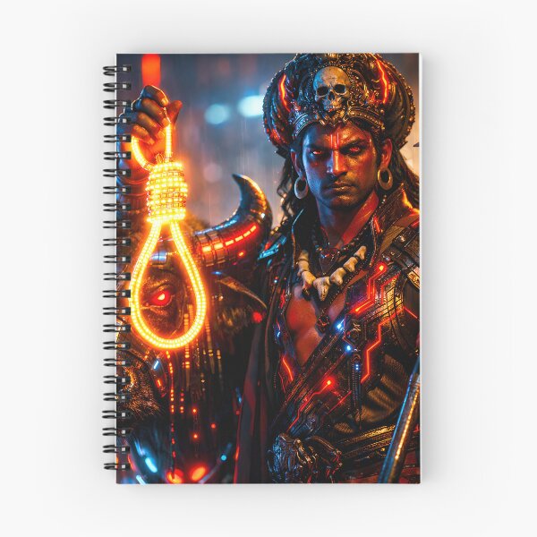 Item preview, Yama Cyber-Buffalo & Data-Noose — Hindu God Art | Cyberpunk designed and sold by CosmicLotusArt.