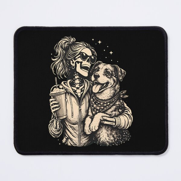 Item preview, Skeleton BFFs With Dog Coffee Drink designed and sold by OlyvieArt.