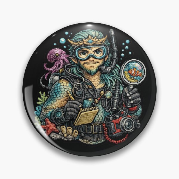 Item preview, Merman Marine Biologist Embroidered Patch Art | Fantasy Ocean Explorer Sticker | Underwater Scientist Mermaid Design designed and sold by Emoji Emblems.
